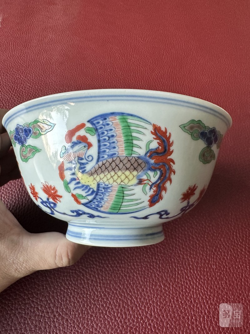 清康熙 五彩团凤纹碗 - 图18